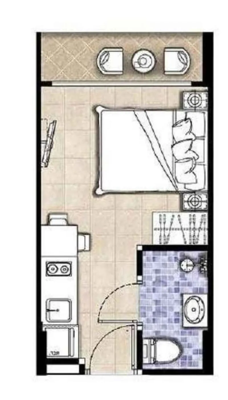 อพาร์ทเมนต์ 1 ห้องนอน 1 ห้องน้ำ